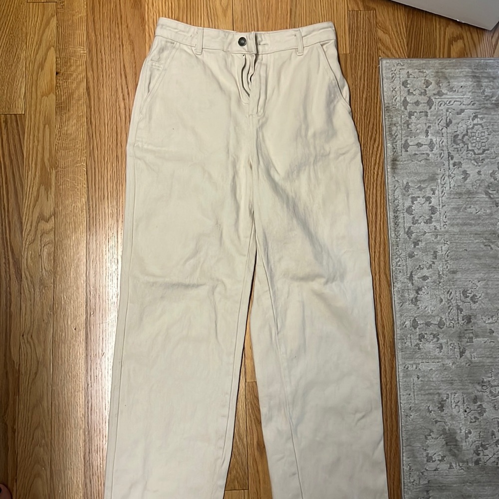 Nasty Gal Cream High-Waisted Pants